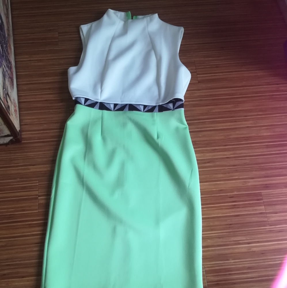 Green and white dress
